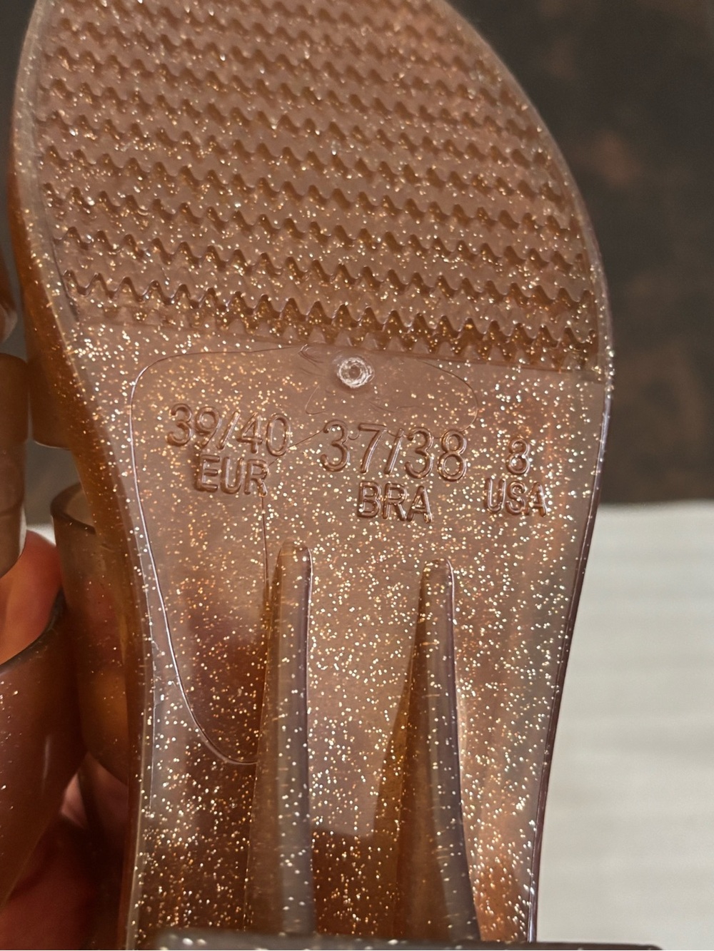 Urban Outfitters Tan Glitter Jelly Block Heel Sandals - Picture 5 of 6